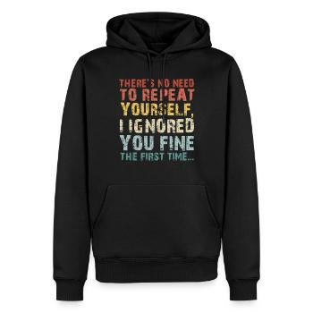 Il n’est pas nécessaire de vous répéter - Sweat à capuche Premium bio Homme - noir - Devant - Nico (187cm)