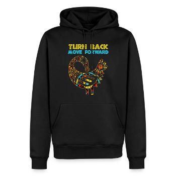 Symbole Sankofa Adinkra Ghana Noir - Sweat à capuche Premium bio Homme - noir - Devant - Nico (187cm)
