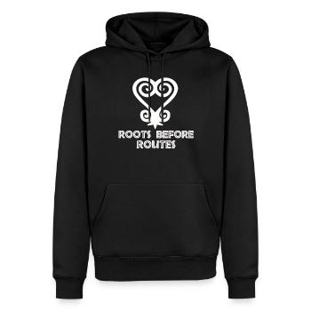 Symbole Sankofa Adinkra Ghana Noir - Sweat à capuche Premium bio Homme - noir - Devant - Nico (187cm)