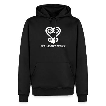 Symbole Sankofa Adinkra Ghana Noir - Sweat à capuche Premium bio Homme - noir - Devant - Nico (187cm)