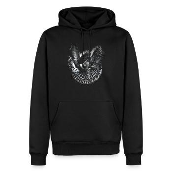 Walhalla Rabe Raben Odins Runen Nordischer Kompass - Männer Premium Bio Hoodie - Schwarz - Vorne - Nico (187cm)