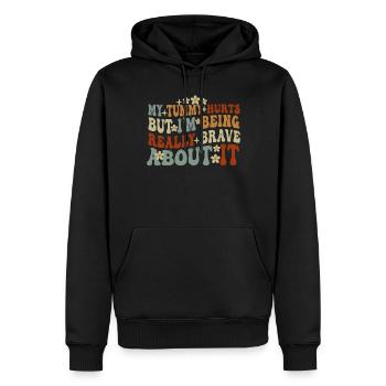 Mein Bauch tut weh, aber ich bin wirklich - Männer Premium Bio Hoodie - Schwarz - Vorne - Nico (187cm)