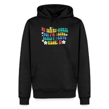 Mein Bauch tut weh, aber ich bin wirklich - Männer Premium Bio Hoodie - Schwarz - Vorne - Nico (187cm)