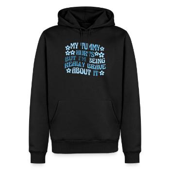 Mein Bauch tut weh, aber ich bin wirklich - Männer Premium Bio Hoodie - Schwarz - Vorne - Nico (187cm)