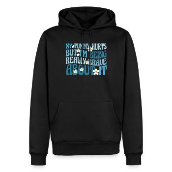 Mein Bauch tut weh, aber ich bin wirklich - Männer Premium Bio Hoodie - Schwarz - Vorne - Nico (187cm)