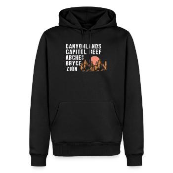 Explore Utah National Parks Mountains - Men’s Premium Organic Hoodie - black - Front - Nico (187cm)