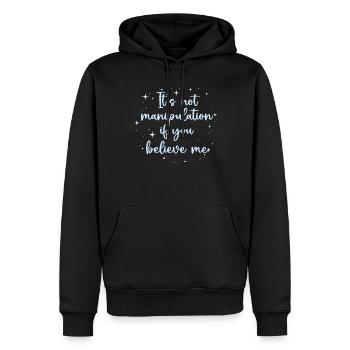Pas de manipulation si vous croyez - Sweat à capuche Premium bio Homme - noir - Devant - Nico (187cm)