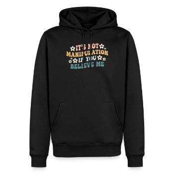 Keine Manipulation, wenn du glaubst - Männer Premium Bio Hoodie - Schwarz - Vorne - Nico (187cm)