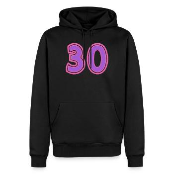 30. 30 YEARS. 30th ANNIVERSARY. 30TH ANNIVERSARY. - Men’s Premium Organic Hoodie - black - Front - Nico (187cm)