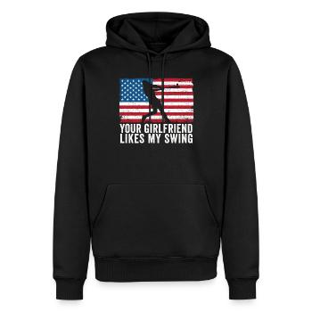 Deine Freundin mag meinen Schwung - Männer Premium Bio Hoodie - Schwarz - Vorne - Nico (187cm)