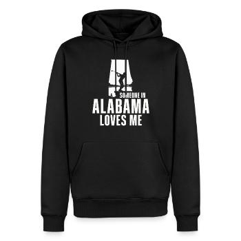 Jemand in Alabama liebt mich - Männer Premium Bio Hoodie - Schwarz - Vorne - Nico (187cm)