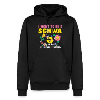 Ich will ein Schwa sein, der nie gestresst ist - Männer Premium Bio Hoodie - Schwarz - Vorne - Nico (187cm)