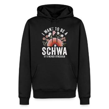 Ich will ein Schwa sein, der nie gestresst ist - Männer Premium Bio Hoodie - Schwarz - Vorne - Nico (187cm)