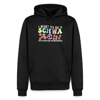 Ich will ein Schwa sein, der nie gestresst ist - Männer Premium Bio Hoodie - Schwarz - Vorne - Nico (187cm)