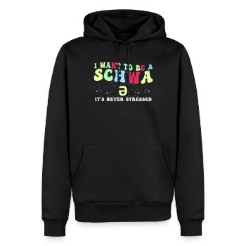 Ich will ein Schwa sein, der nie gestresst ist - Männer Premium Bio Hoodie - Schwarz - Vorne - Nico (187cm)
