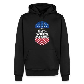 ES IST NICHT EINFACH, DAS ARMBONBON MEINER FRAU ZU SEIN - Männer Premium Bio Hoodie - Schwarz - Vorne - Nico (187cm)