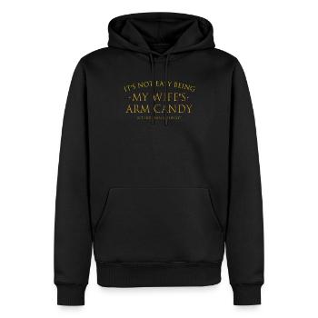 CE N’EST PAS FACILE D’ÊTRE LE BONBON DU BRAS DE MA FEMME - Sweat à capuche Premium bio Homme - noir - Devant - Nico (187cm)