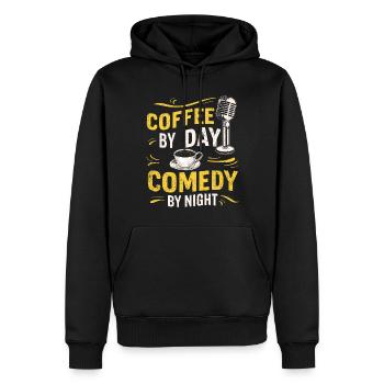 Kaffee bei Tag Comedy bei Nacht Komiker - Männer Premium Bio Hoodie - Schwarz - Vorne - Nico (187cm)