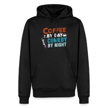 Kaffee bei Tag Comedy bei Nacht Komiker - Männer Premium Bio Hoodie - Schwarz - Vorne - Nico (187cm)