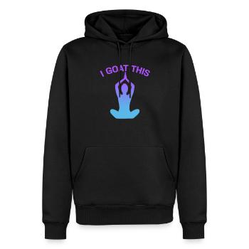 Je chèvre ce passionné de yoga - Sweat à capuche Premium bio Homme - noir - Devant - Nico (187cm)