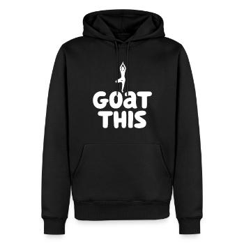 Je chèvre ce passionné de yoga - Sweat à capuche Premium bio Homme - noir - Devant - Nico (187cm)