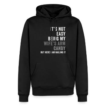Ce n’est pas facile d’être le bonbon du bras de ma femme - Sweat à capuche Premium bio Homme - noir - Devant - Nico (187cm)