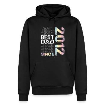 Meilleur papa du monde depuis la fête des pères 2012 - Sweat à capuche Premium bio Homme - noir - Devant - Nico (187cm)