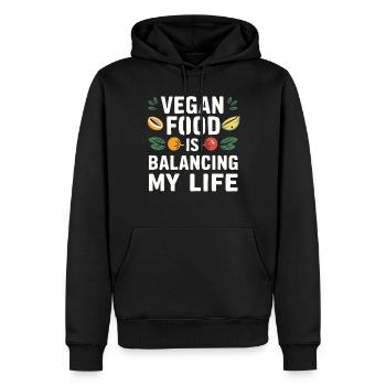 La nourriture végétalienne équilibre ma vie - Sweat à capuche Premium bio Homme - noir - Devant - Nico (187cm)