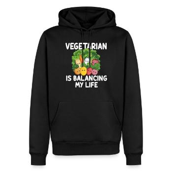 Vegetarian Balancing My Life - Men’s Premium Organic Hoodie - black - Front - Nico (187cm)