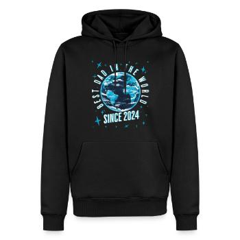 Bester Papa der Welt seit 2024 Geschenkidee - Männer Premium Bio Hoodie - Schwarz - Vorne - Nico (187cm)