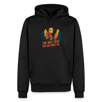 Ich bin nicht verloren, ich bin auf Meile 87 Marathon - Männer Premium Bio Hoodie - Schwarz - Vorne - Nico (187cm)