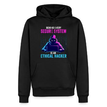 Expertise en cybersécurité des hackers éthiques - Sweat à capuche Premium bio Homme - noir - Devant - Nico (187cm)