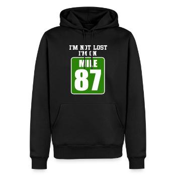 Je ne suis pas perdu, je suis sur le marathon du mile 87 - Sweat à capuche Premium bio Homme - noir - Devant - Nico (187cm)