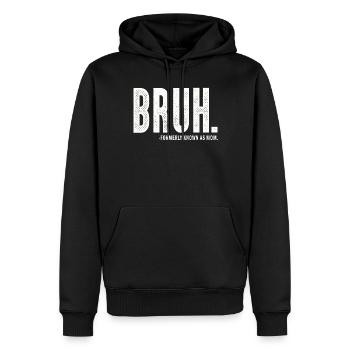 Bruh, früher bekannt als Mama - Männer Premium Bio Hoodie - Schwarz - Vorne - Nico (187cm)
