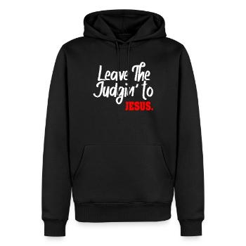 Überlassen Sie das Urteil Jesus - Männer Premium Bio Hoodie - Schwarz - Vorne - Nico (187cm)