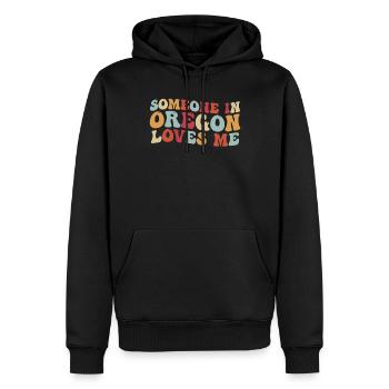 Quelqu’un dans l’Oregon m’aime - Sweat à capuche Premium bio Homme - noir - Devant - Nico (187cm)