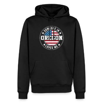 Jemand in Oregon liebt mich - Männer Premium Bio Hoodie - Schwarz - Vorne - Nico (187cm)