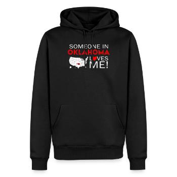 Jemand in Oklahoma liebt mich - Männer Premium Bio Hoodie - Schwarz - Vorne - Nico (187cm)