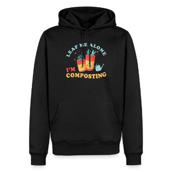 Feuille-moi seul je composte - Sweat à capuche Premium bio Homme - noir - Devant - Nico (187cm)