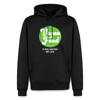 La nourriture végétalienne équilibre ma vie - Sweat à capuche Premium bio Homme - noir - Devant - Nico (187cm)