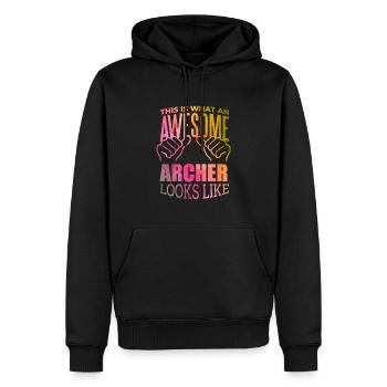 Bogenschießen - Männer Premium Bio Hoodie - Schwarz - Vorne - Nico (187cm)