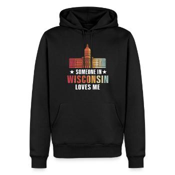 Quelqu’un dans le Wisconsin m’aime - Sweat à capuche Premium bio Homme - noir - Devant - Nico (187cm)