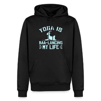 Goat Yoga Équilibrer ma vie - Sweat à capuche Premium bio Homme - noir - Devant - Nico (187cm)