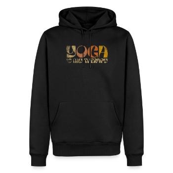 Yoga ist meine Therapie - Männer Premium Bio Hoodie - Schwarz - Vorne - Nico (187cm)