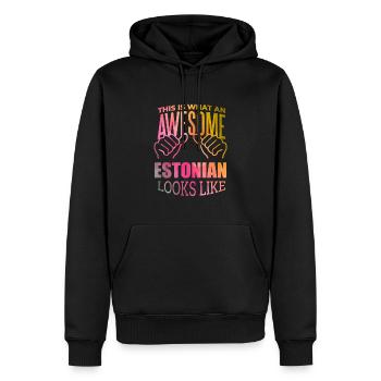 Estland - Männer Premium Bio Hoodie - Schwarz - Vorne - Nico (187cm)