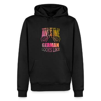 Deutschland Deutschland Deutschland - Männer Premium Bio Hoodie - Schwarz - Vorne - Nico (187cm)