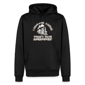 I Create Model Railroads Superpower - Men’s Premium Organic Hoodie - black - Front - Nico (187cm)