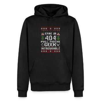 Erreur 404 Pull Moche Geek Introuvable - Sweat à capuche Premium bio Homme - noir - Devant - Nico (187cm)