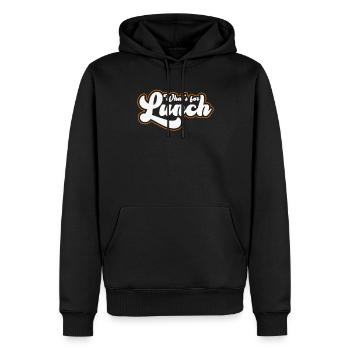 Was gibt es zum Mittagessen? - Männer Premium Bio Hoodie - Schwarz - Vorne - Nico (187cm)