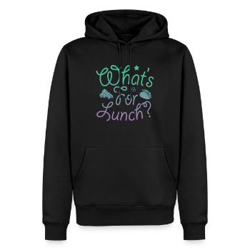Qu’est-ce qu’on mange pour le déjeuner ? - Sweat à capuche Premium bio Homme - noir - Devant - Nico (187cm)